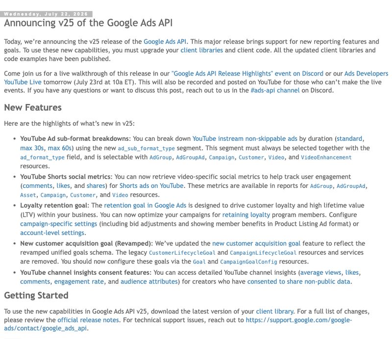 Google Ads API v25 Expands Reporting