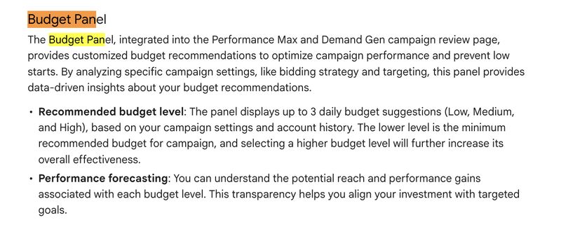 Budget Recommendations