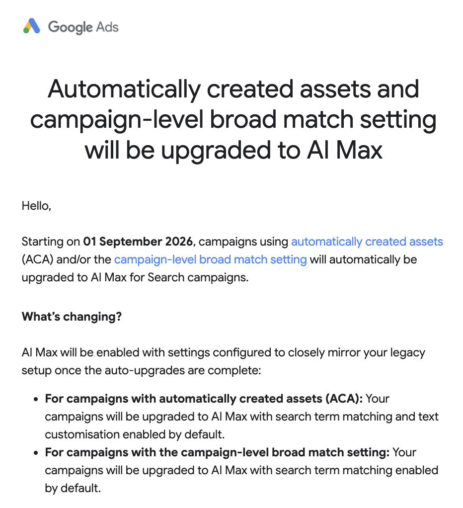 New Google Ads update