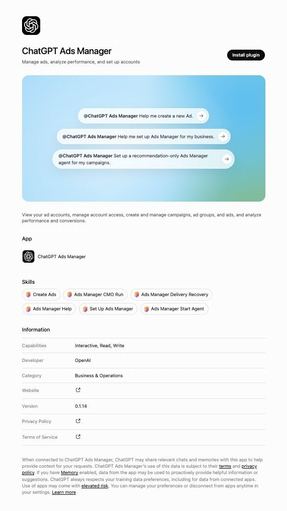 ChatGPT Ads Manager Gets a New App