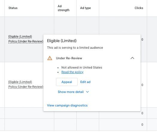 Ads Gets Re-Review Status