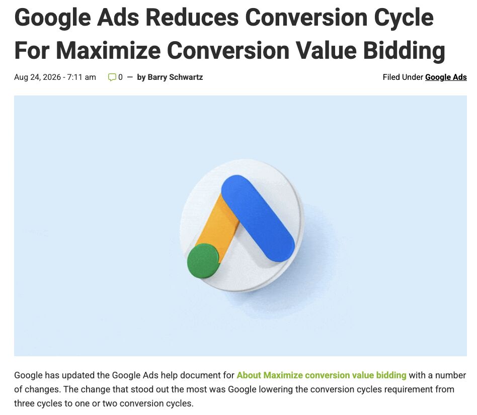 Maximize Conversion Value Guidance Updated