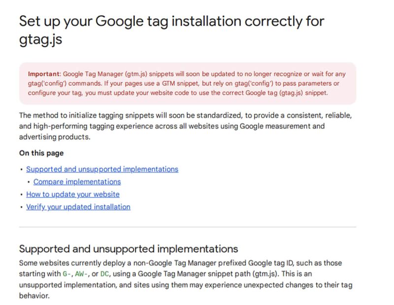 GTM Drops gtag Config Support