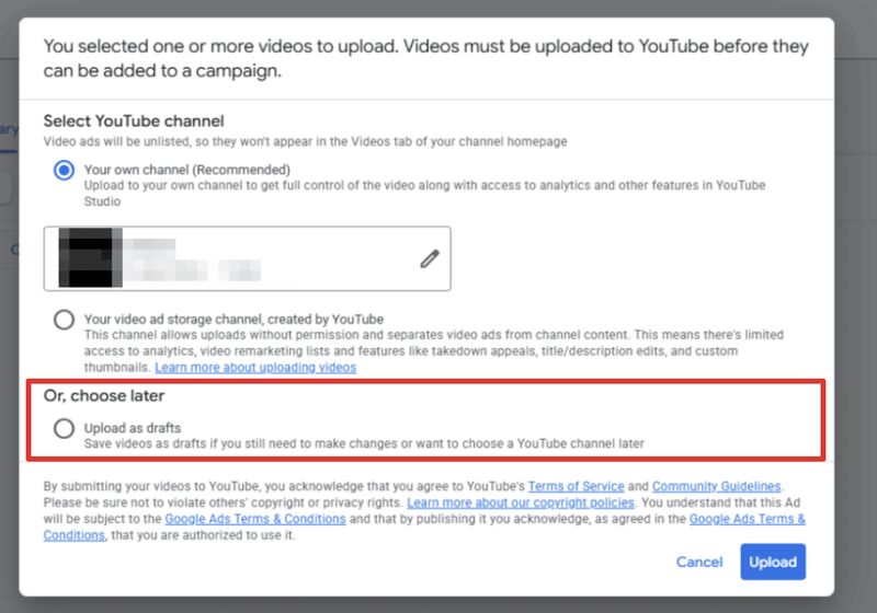 Video Drafts in Asset Studio