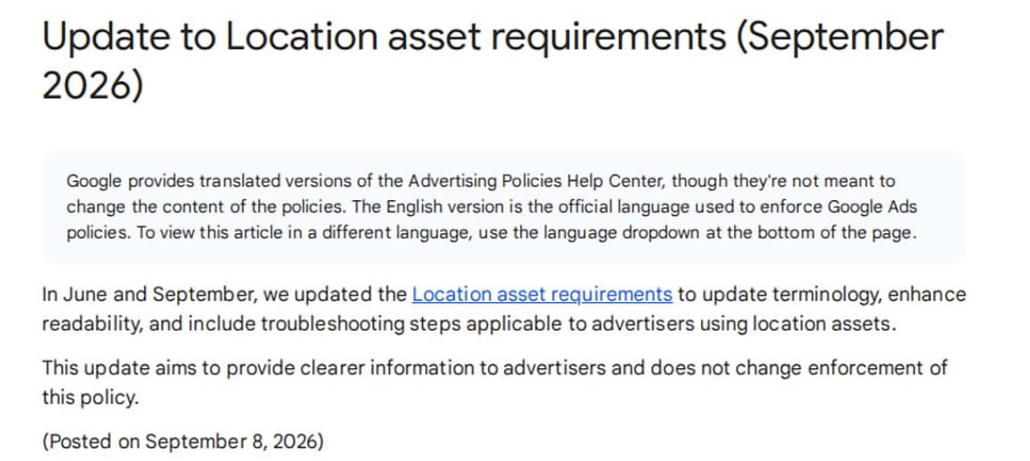 Location Asset Requirements Update