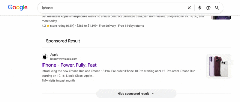 Google Sponsored Results Bug