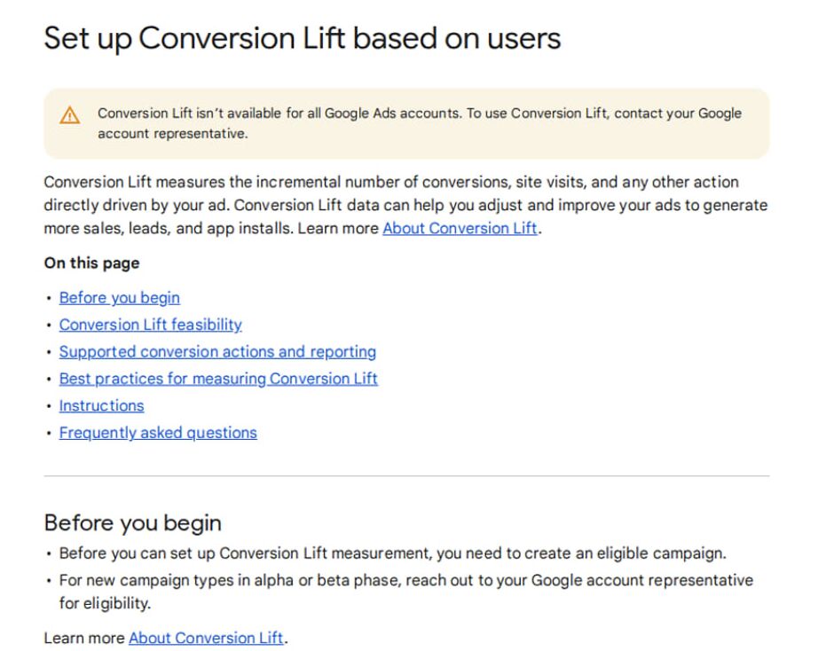 Google Expands Conversion Lift Access