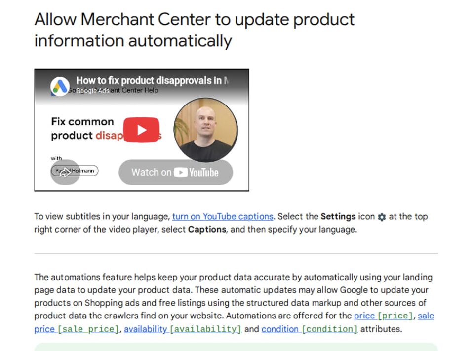 Google Updates Merchant Center Automation