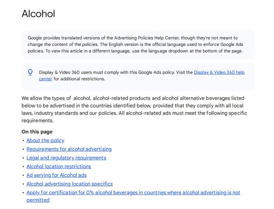 Google Updates Alcohol Ad Policy
