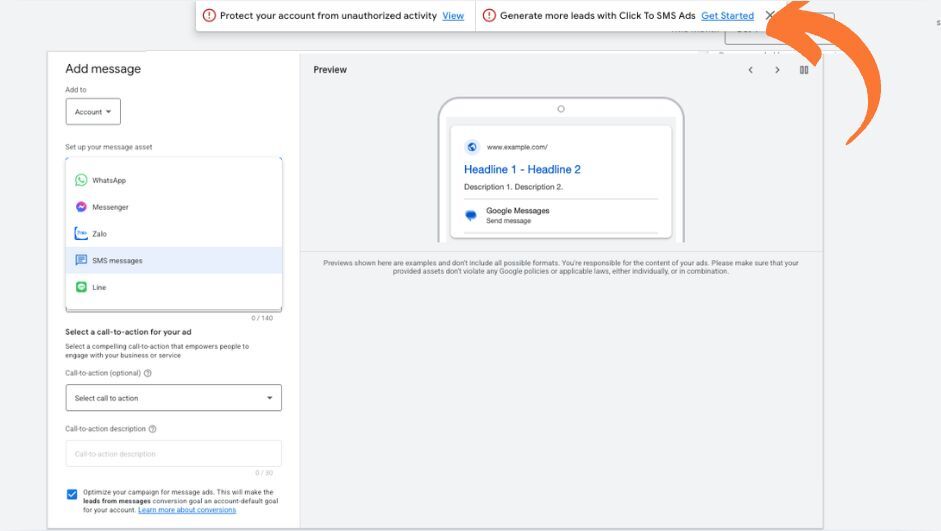 Google Pushes Click-to-SMS Ads