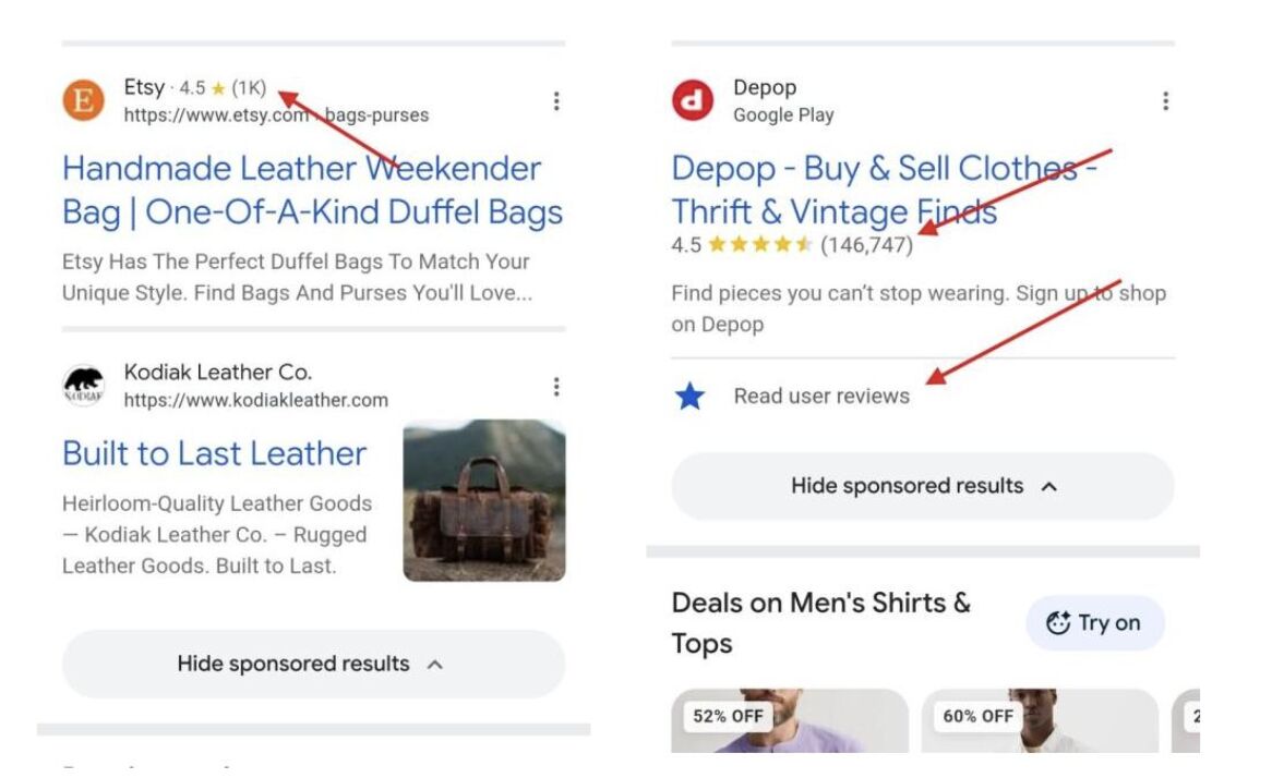 Reviews in Search Ads