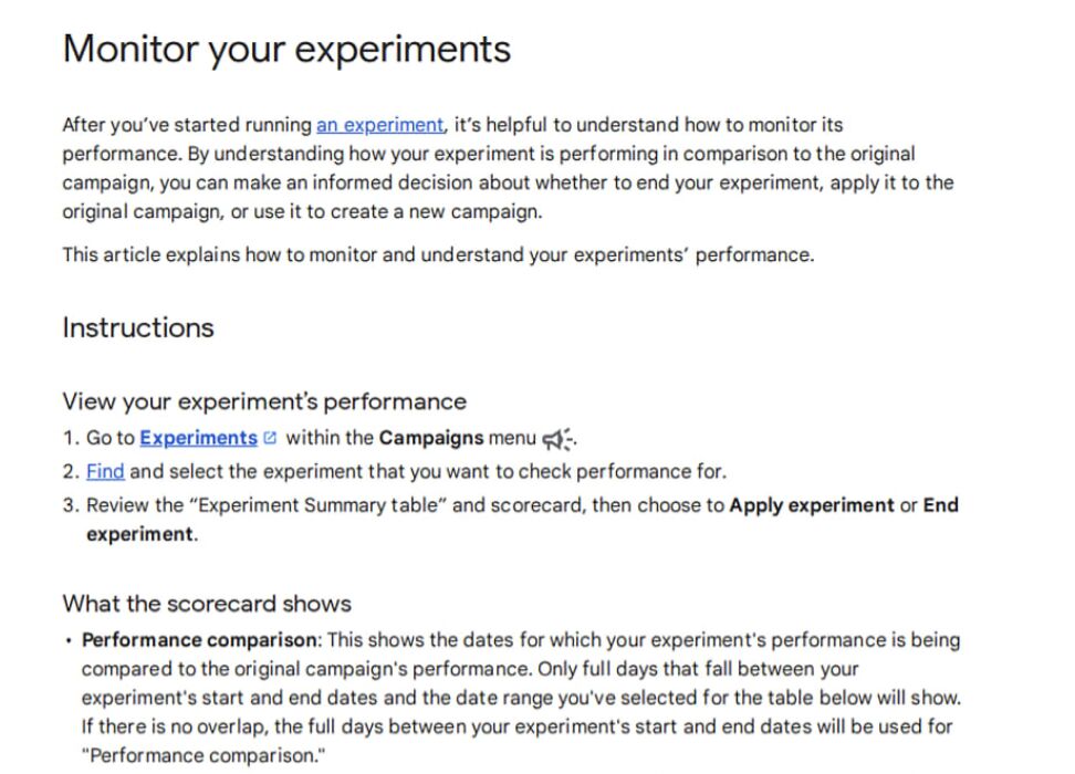 Google Ads Experiments AI Insights Update