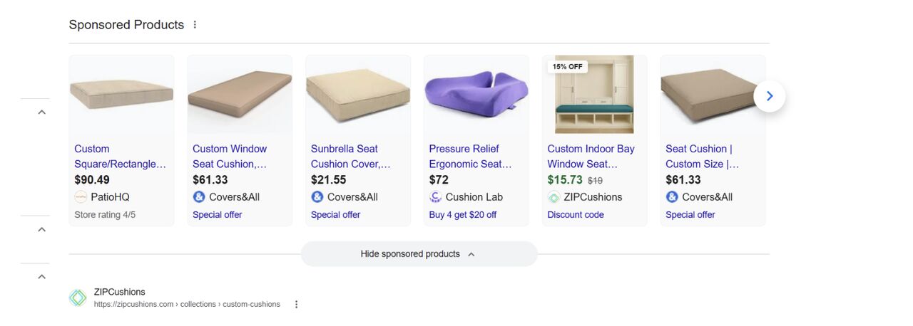 Grew box design in Shopping ads